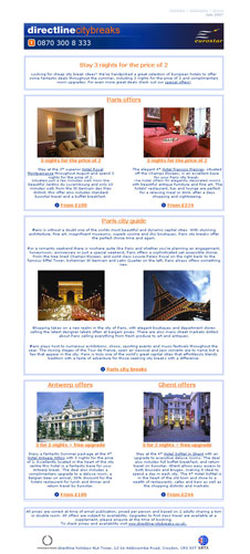 free city breaks newsletter